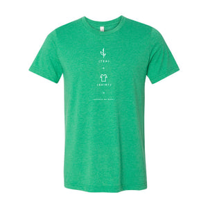 Heather green casual t-shirt with a simple white graphic and text featuring tea and shirt icons, perfect for fans of American Classic Tea and Charleston Tea Garden.