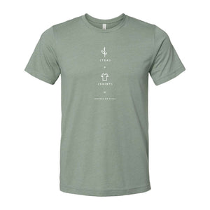 Heather sage green casual T-shirt with a simple tea-themed graphic on the front, blending comfort and a nod to American Classic Tea culture.