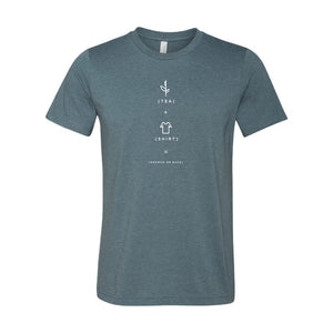 Heather slate-colored casual t-shirt with minimalist tea-themed graphic design, perfect for fans of American Classic Tea and Charleston Tea Garden apparel.