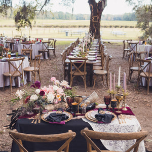 A photo of a wedding reception in Charleston at Charleston Tea Garden. 