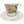 White ceramic tea cup with a floral design and matching saucer featuring the Charleston Tea Garden logo, perfect for enjoying a classic tea experience.